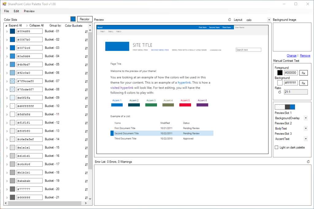 SharePoint Color Palette Tool