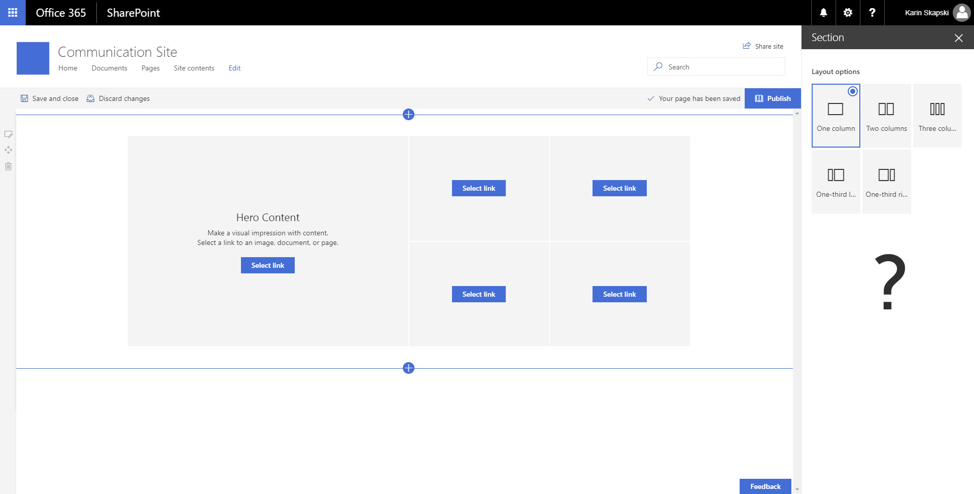 SharePoint Communication Site - Container Layout Options