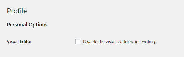 Disable WordPress Visual Editor