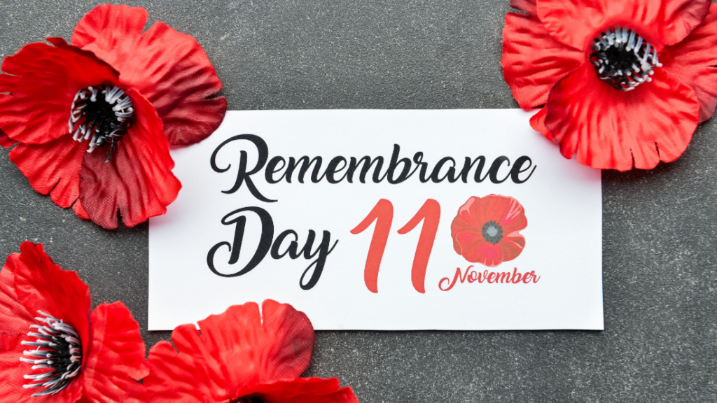 Poppy background for Remembrance Day Virtual Calls