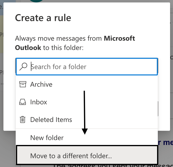 Create folders with rules in Outlook