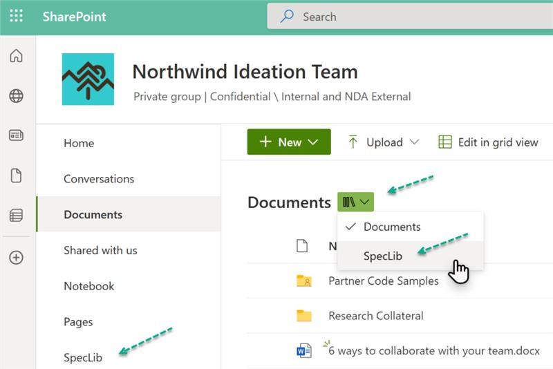 Example of how document libraries are coming to SharePoint