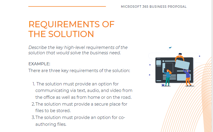 An example page from Regroove's free downloadable business proposal for transitioning to Microsoft 365.