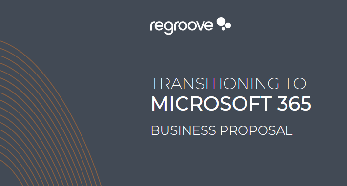 The cover page of Regroove Solutions free downloadable business proposal for transitioning to Microsoft 365